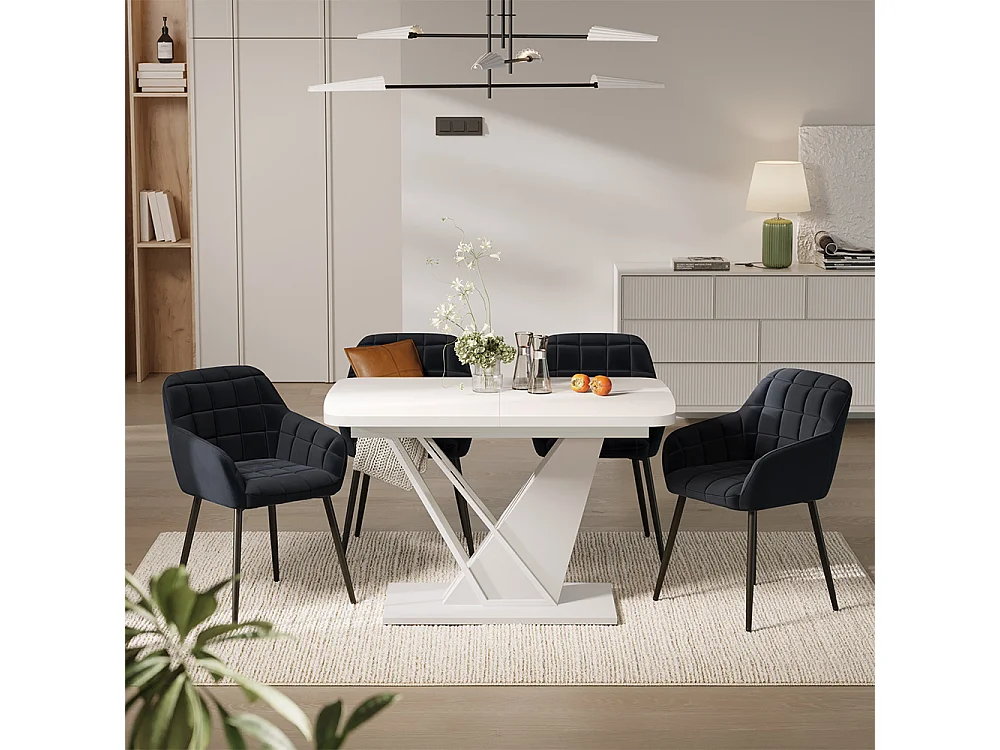Dining table set white 120x80x76 fenaro