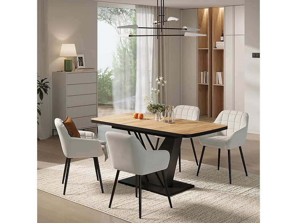 Dining table set goldkraft oak/black 120x80x77.4 fenaro
