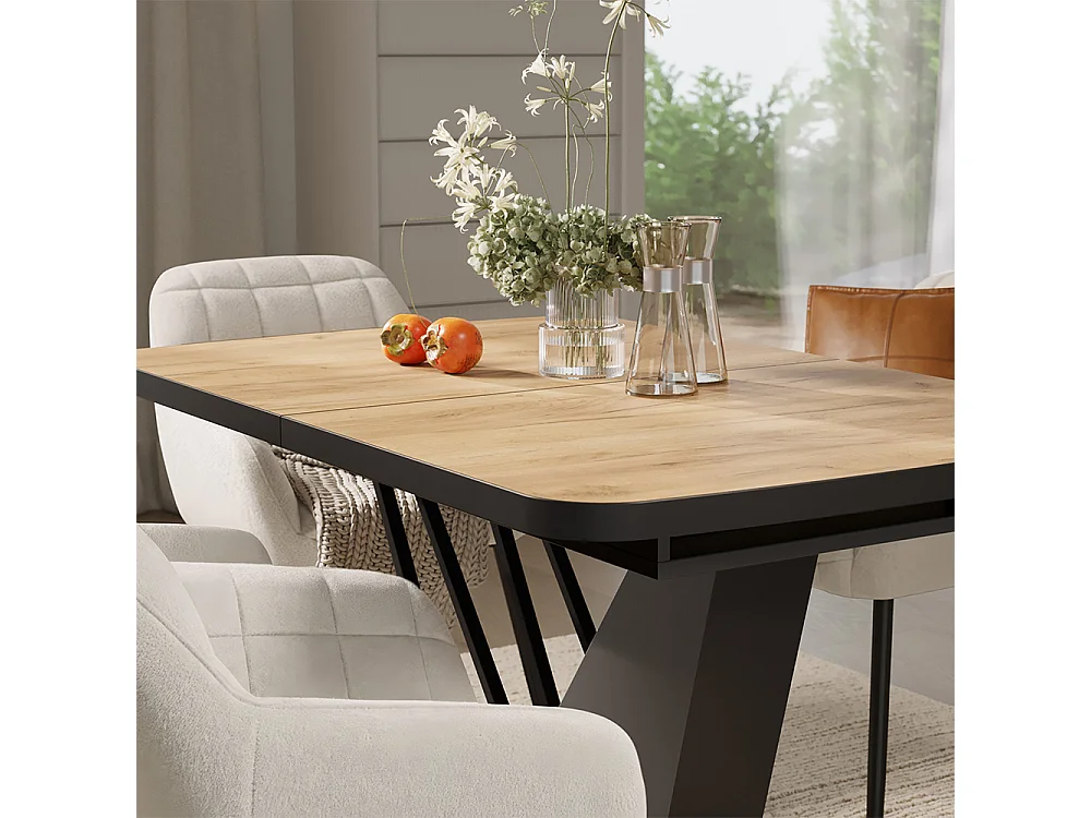 Dining table set goldkraft oak/black 120x80x77.4 fenaro