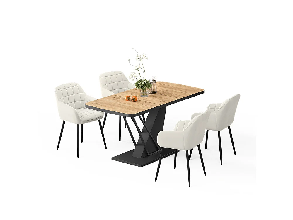 Dining table set goldkraft oak/black 120x80x77.4 fenaro