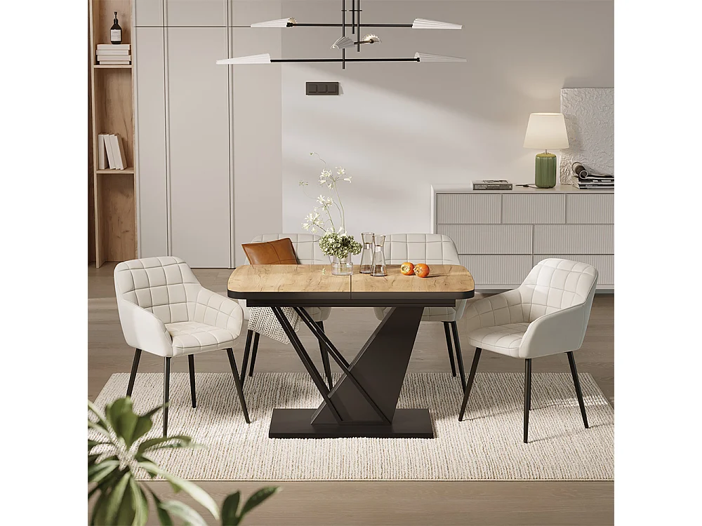 Dining table set goldkraft oak/black 120x80x77.4 fenaro