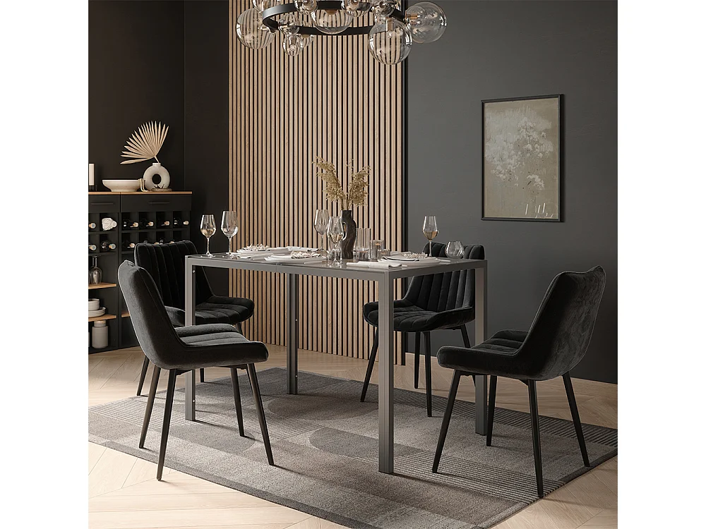 Dining table set grey 120x70x74.5 grand