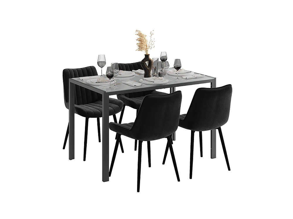 Dining table set grey 120x70x74.5 grand