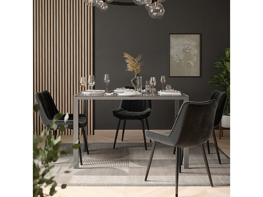 Dining table set grey 120x70x74.5 grand