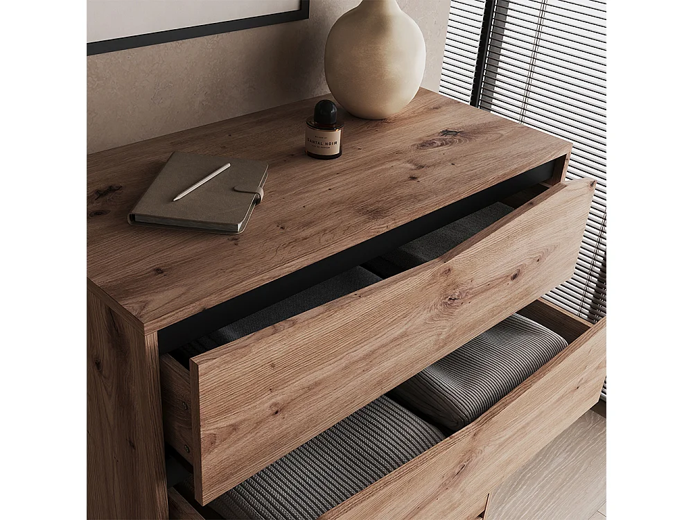 Cassettiera rovere/nero 79.2x39.2x120 elvano