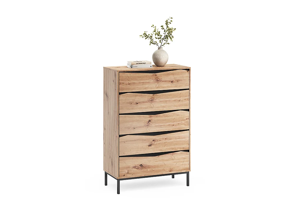 Cassettiera rovere/nero 79.2x39.2x120 elvano