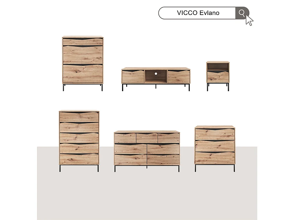 Cassettiera rovere/nero 79.2x39.2x120 elvano