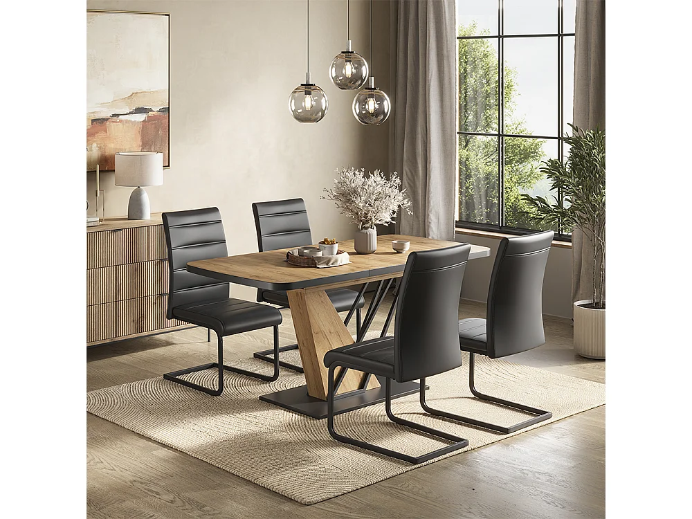 Ensemble de table à manger chêne de force doré 120x80x76 fenaro