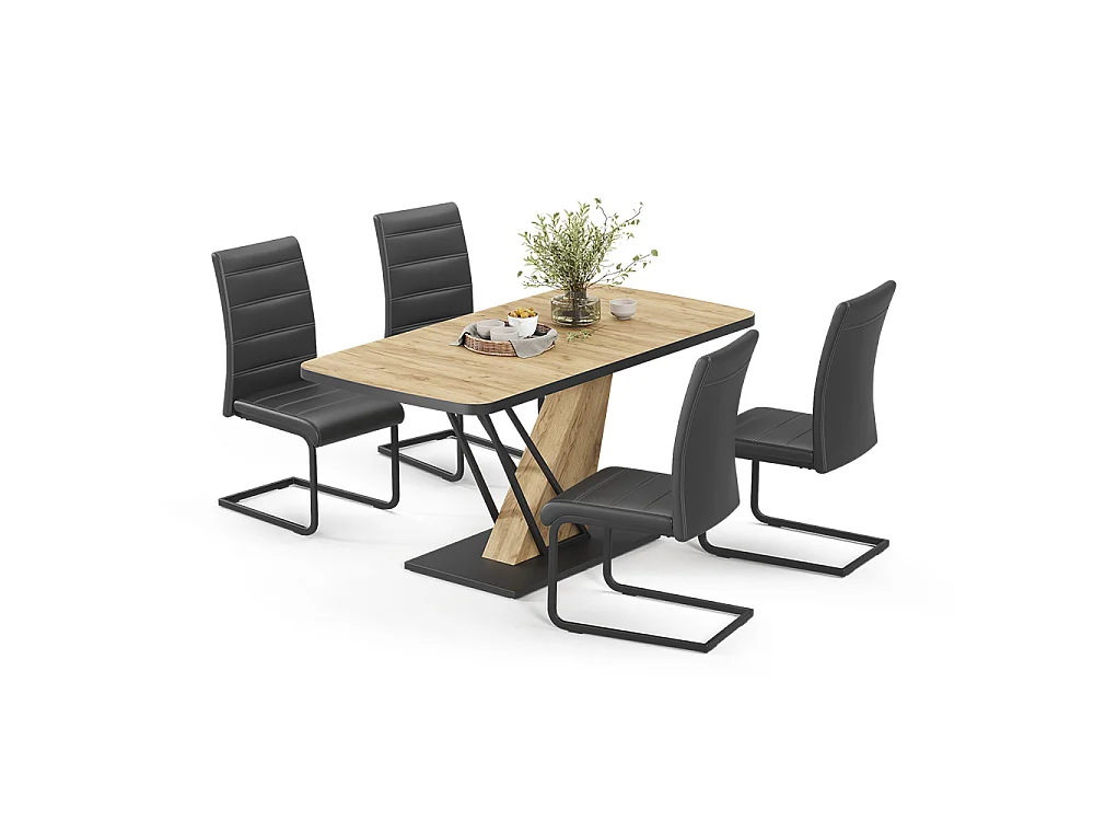 Ensemble de table à manger chêne de force doré 120x80x76 fenaro