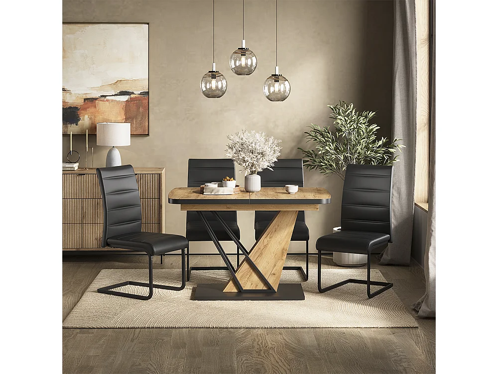 Ensemble de table à manger chêne de force doré 120x80x76 fenaro