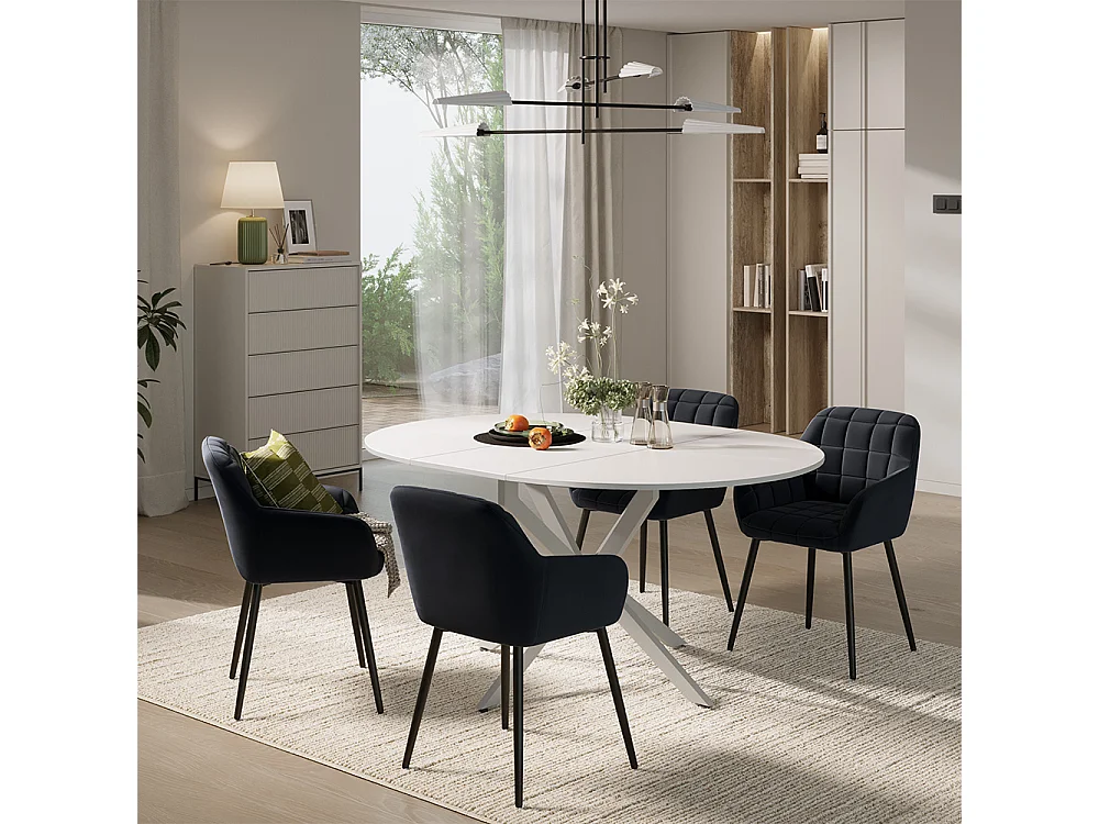 Dining table set white/grey 120x120x76.5 loyd