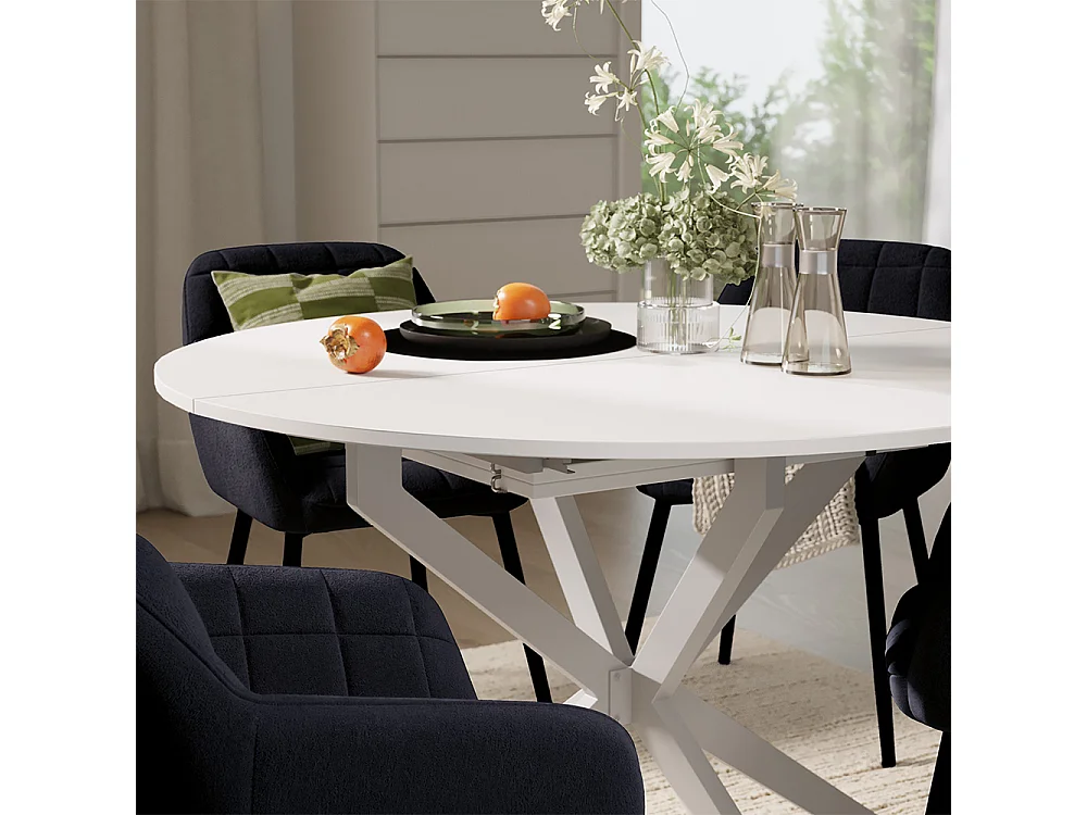 Dining table set white/grey 120x120x76.5 loyd