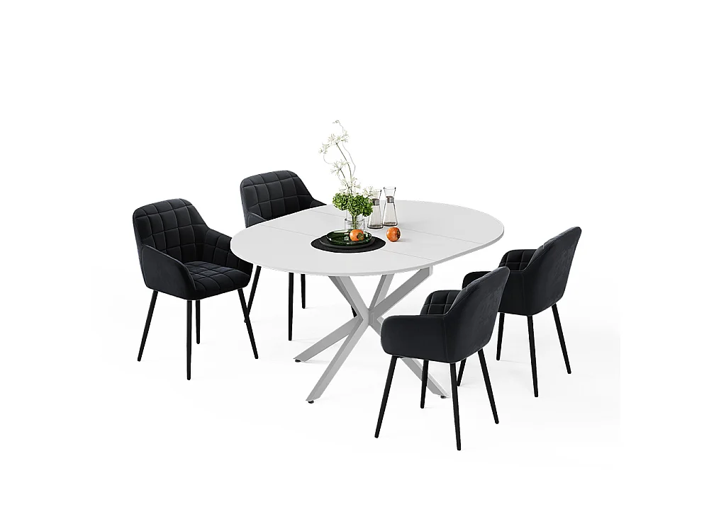 Dining table set white/grey 120x120x76.5 loyd
