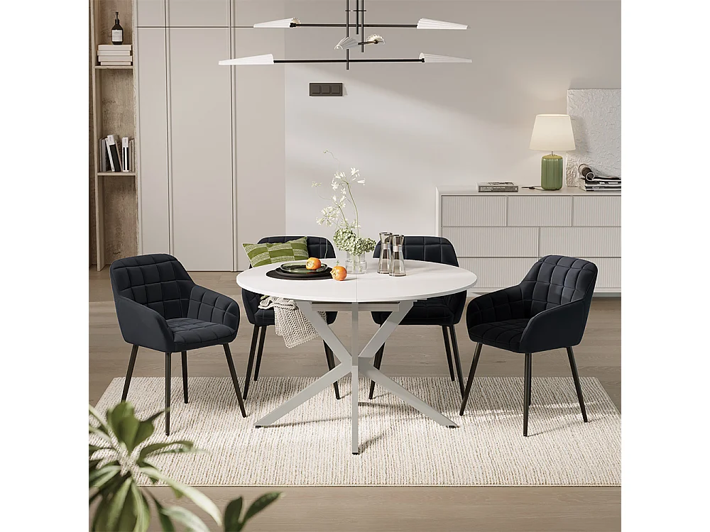 Dining table set white/grey 120x120x76.5 loyd