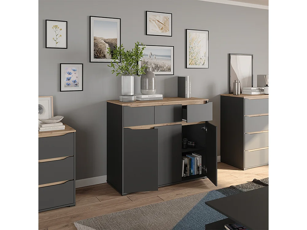 Dressoir antraciet/artisanaal eiken 119.8x48x101.9 ruben