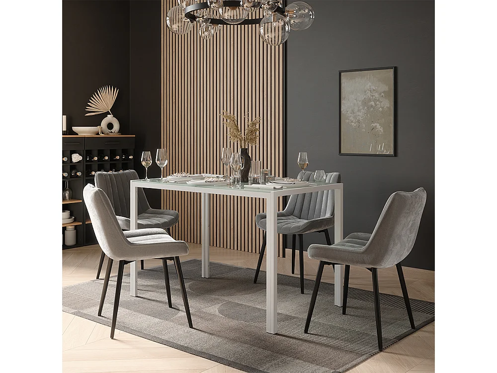 Dining table set white 120x70x74.5 grand