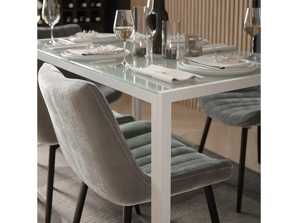 Dining table set white 120x70x74.5 grand