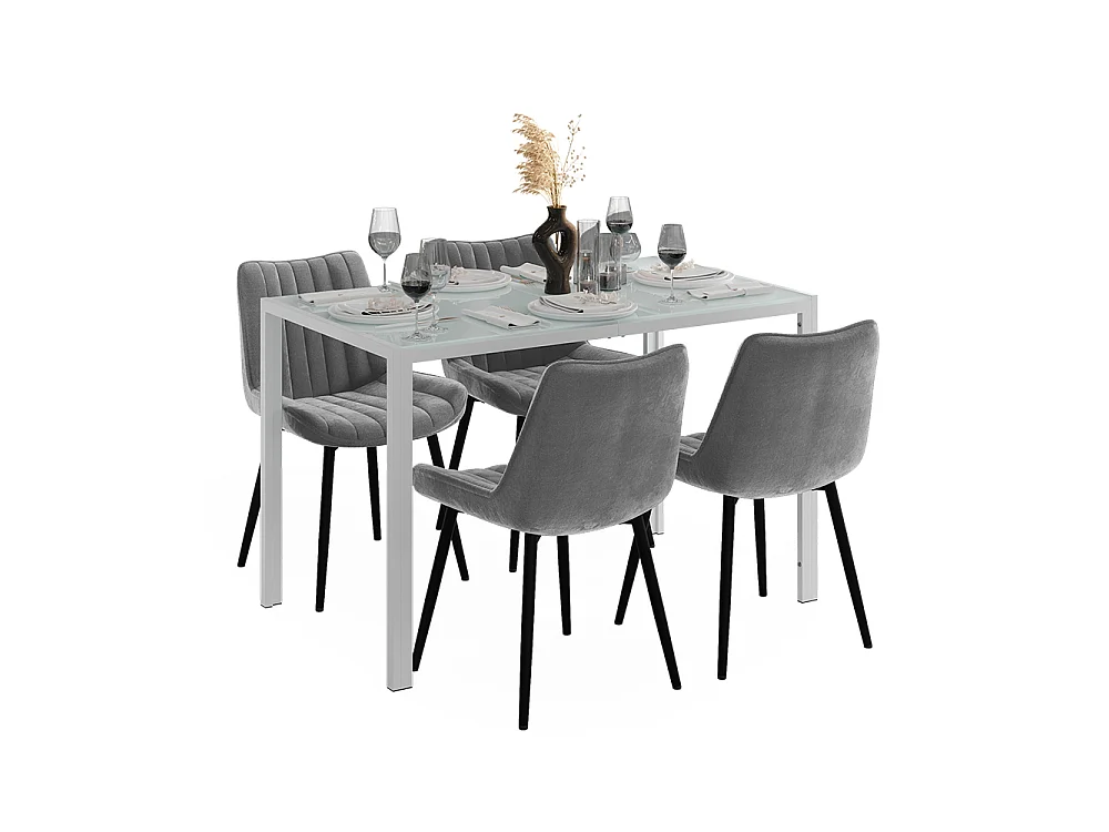 Dining table set white 120x70x74.5 grand