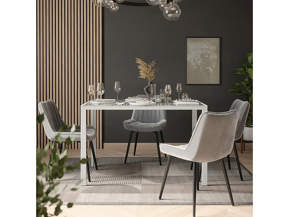 Dining table set white 120x70x74.5 grand