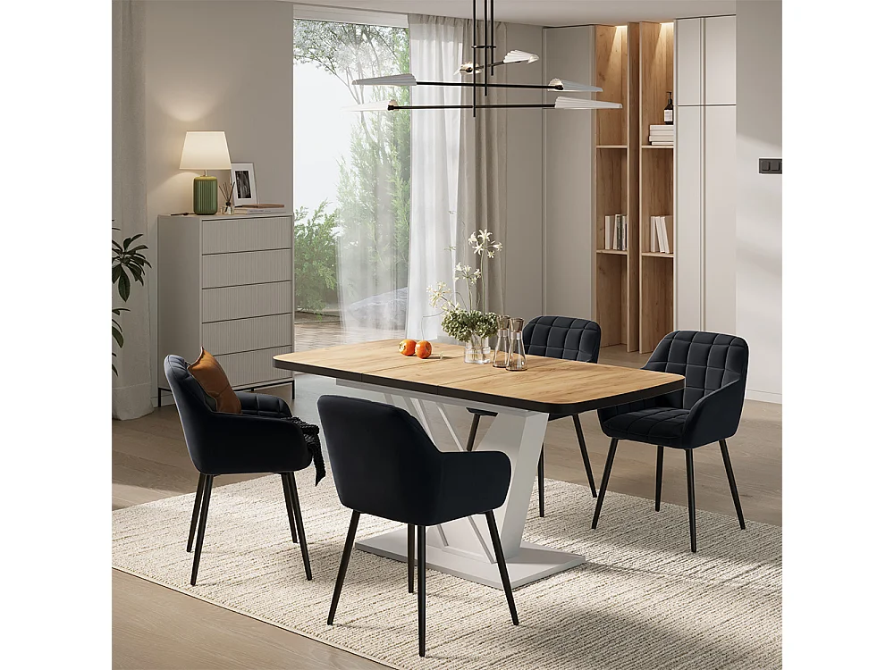 Dining table set goldkraft oak/white 120x80x77.4 fenaro