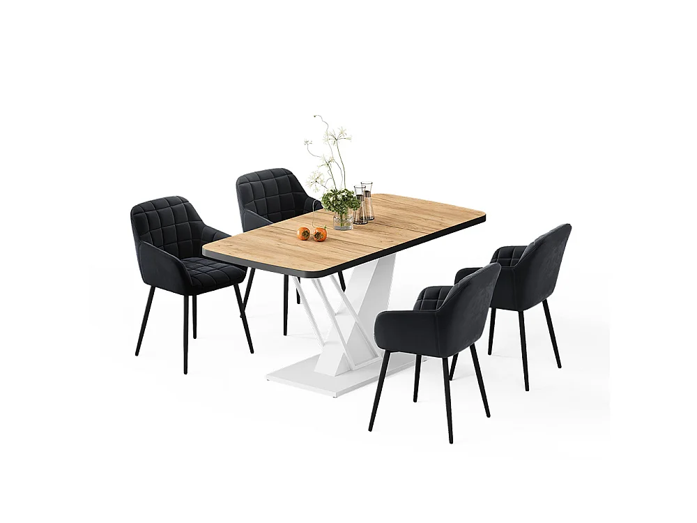 Dining table set goldkraft oak/white 120x80x77.4 fenaro