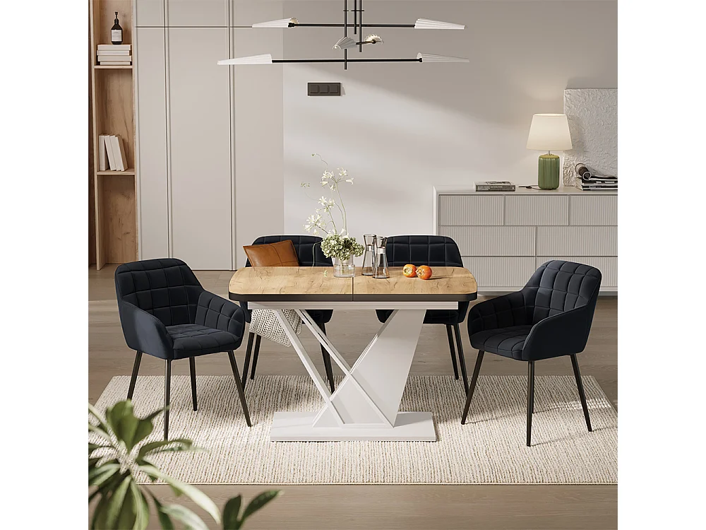 Dining table set goldkraft oak/white 120x80x77.4 fenaro