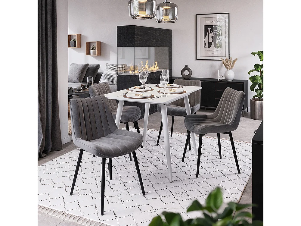 Ensemble table à manger blanc 110x70x75 beaver