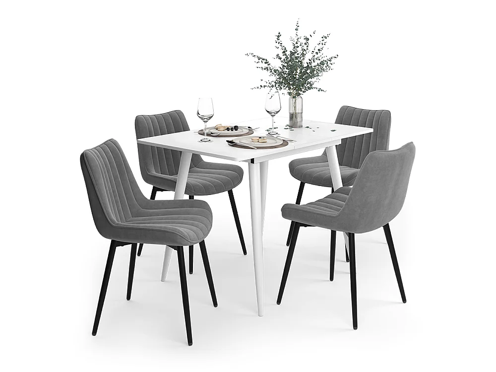 Ensemble table à manger blanc 110x70x75 beaver