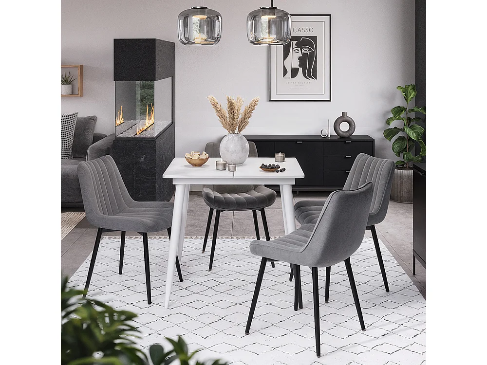 Ensemble table à manger blanc 110x70x75 beaver