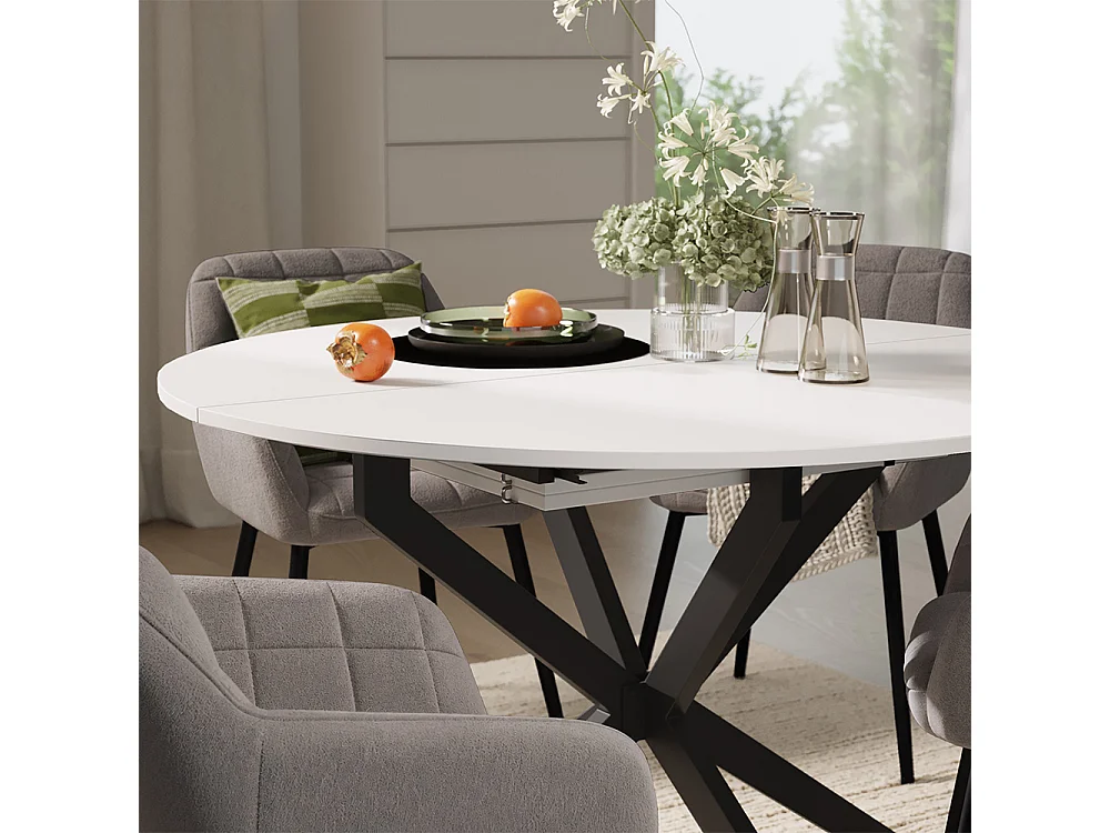 Dining table set white/black 120x120x76.5 loyd