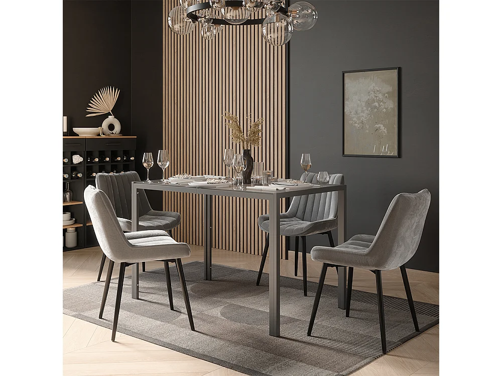 Dining table set grey 120x70x74.5 grand