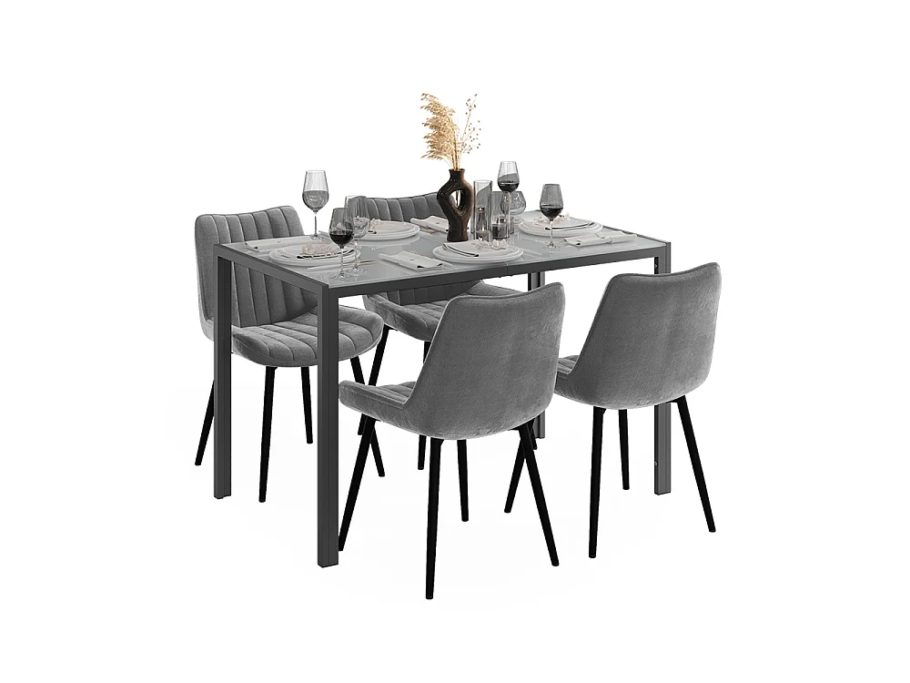 Dining table set grey 120x70x74.5 grand