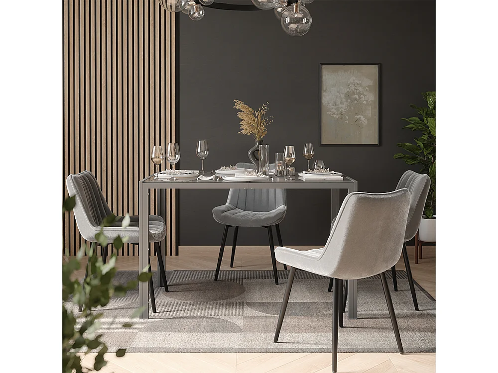 Dining table set grey 120x70x74.5 grand