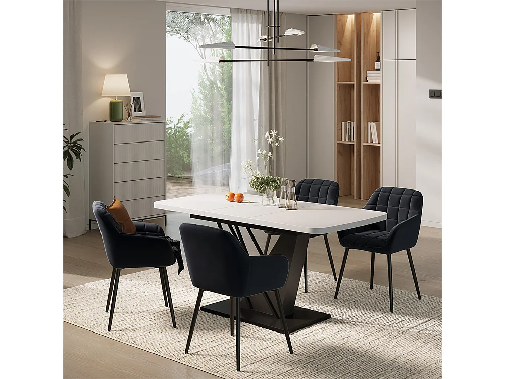 Dining table set white/black 120x80x77.4 fenaro
