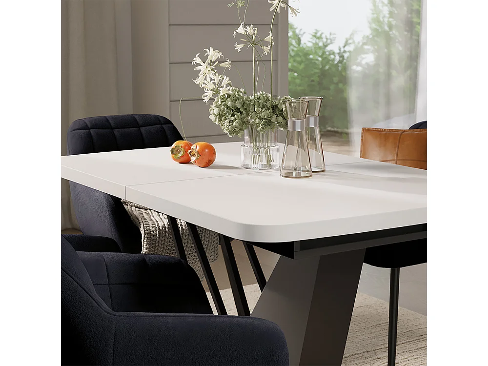 Dining table set white/black 120x80x77.4 fenaro