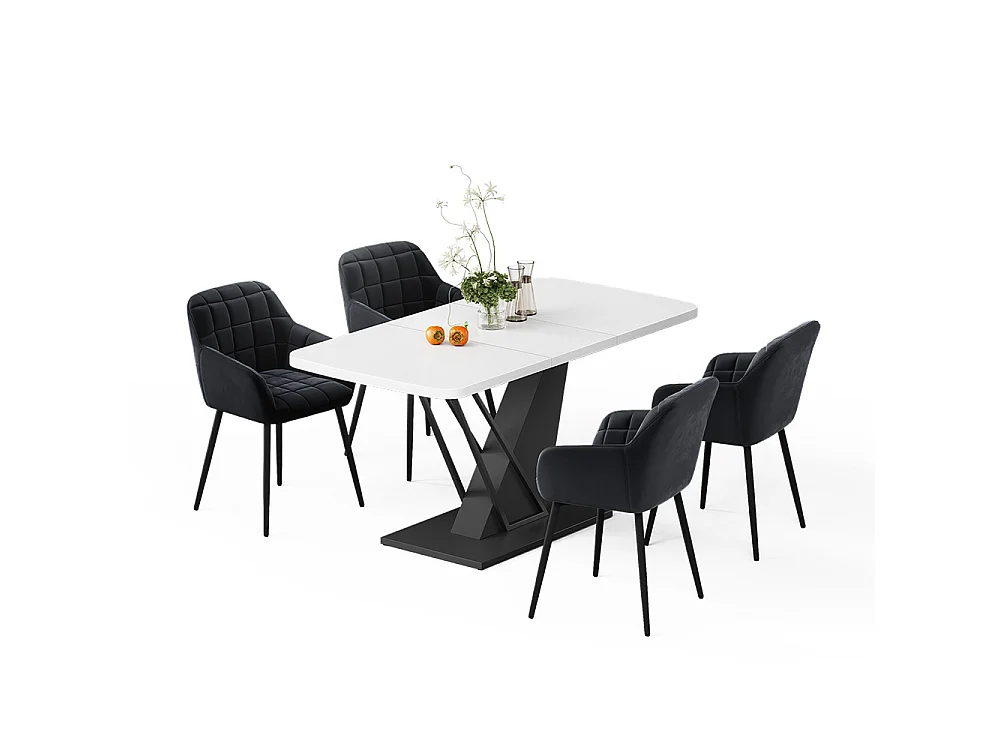 Dining table set white/black 120x80x77.4 fenaro