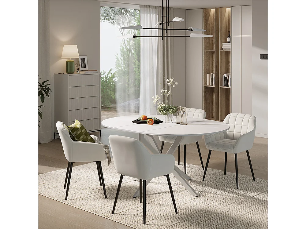 Dining table set white/grey 120x120x76.5 loyd