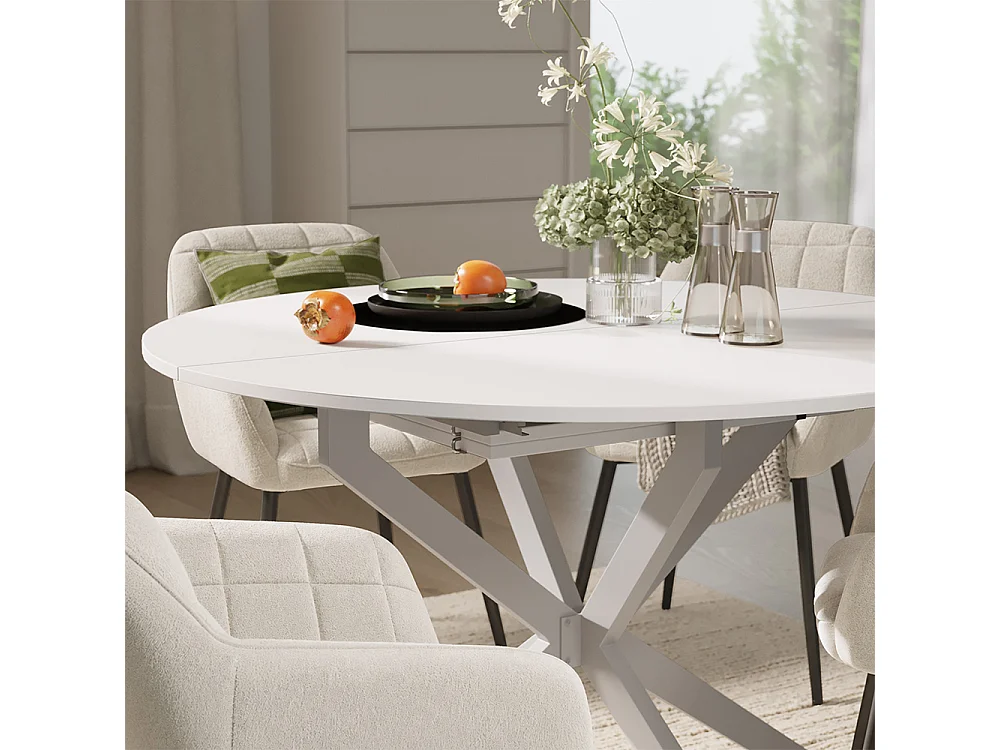 Dining table set white/grey 120x120x76.5 loyd