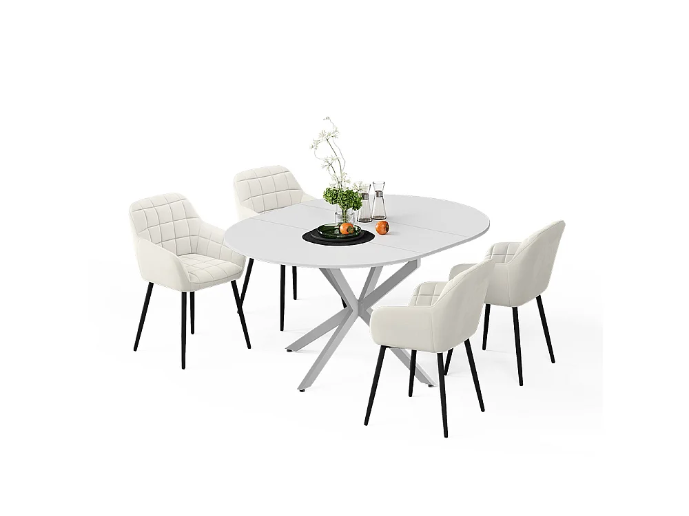 Dining table set white/grey 120x120x76.5 loyd