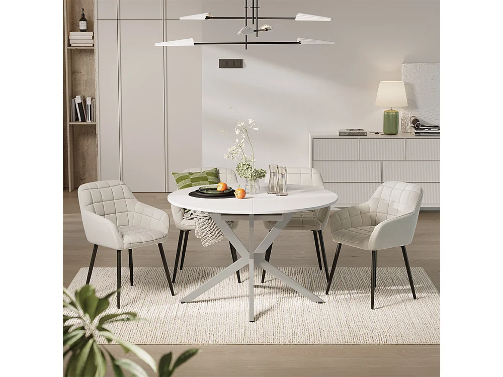Dining table set white/grey 120x120x76.5 loyd