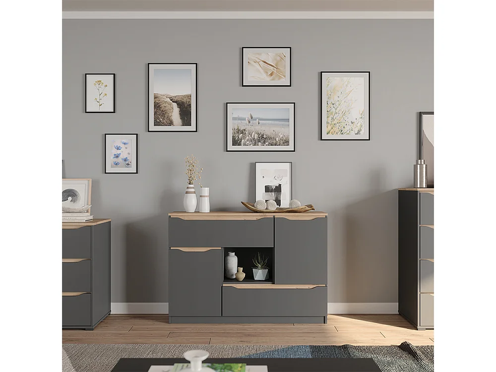 Dressoir antraciet/artisanaal eiken 120x30x83.6 ruben