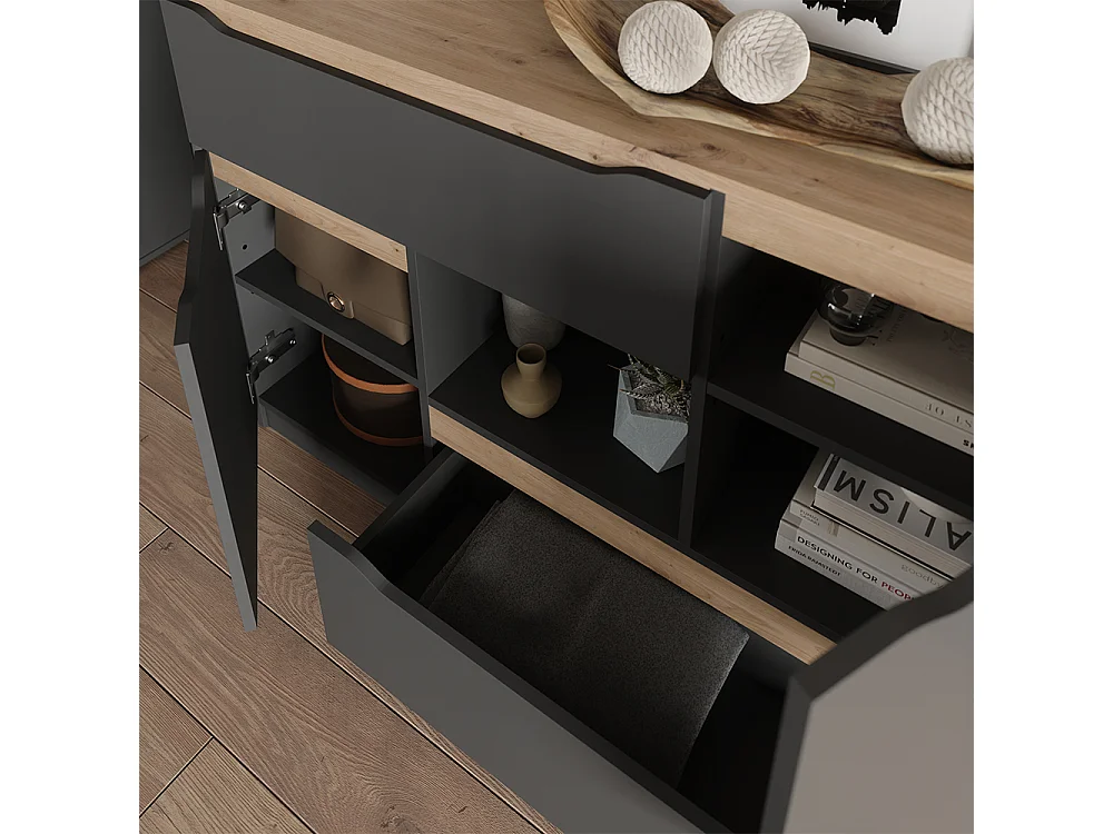 Dressoir antraciet/artisanaal eiken 120x30x83.6 ruben