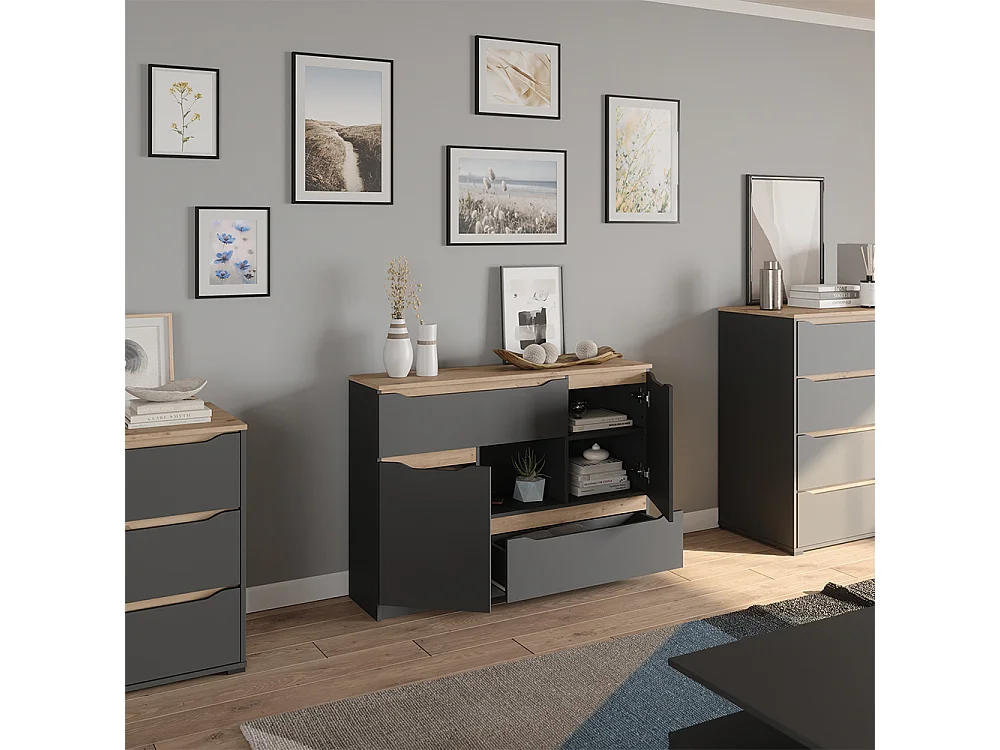 Dressoir antraciet/artisanaal eiken 120x30x83.6 ruben