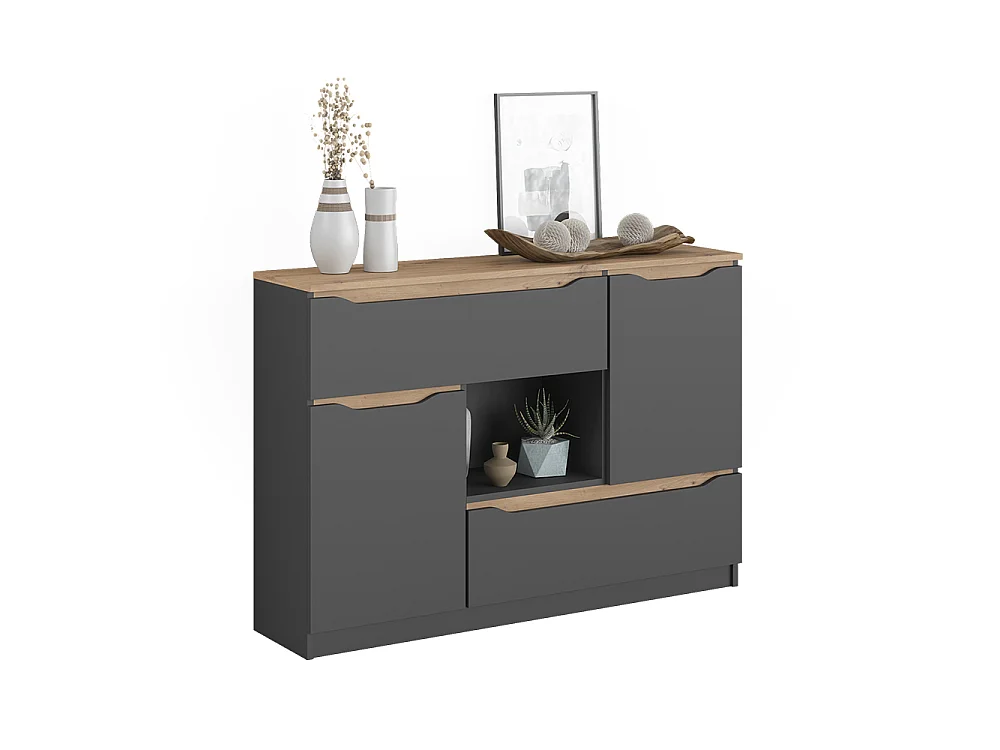 Dressoir antraciet/artisanaal eiken 120x30x83.6 ruben