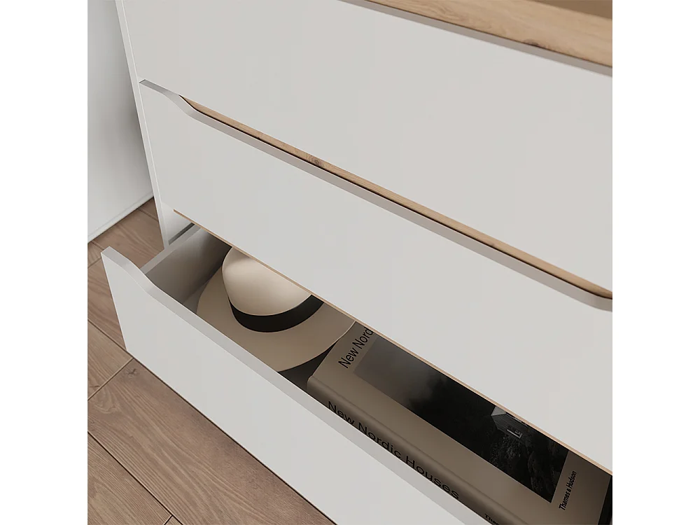 Cassettiera bianco/rovere artigianale 80x48x100.7 ruben