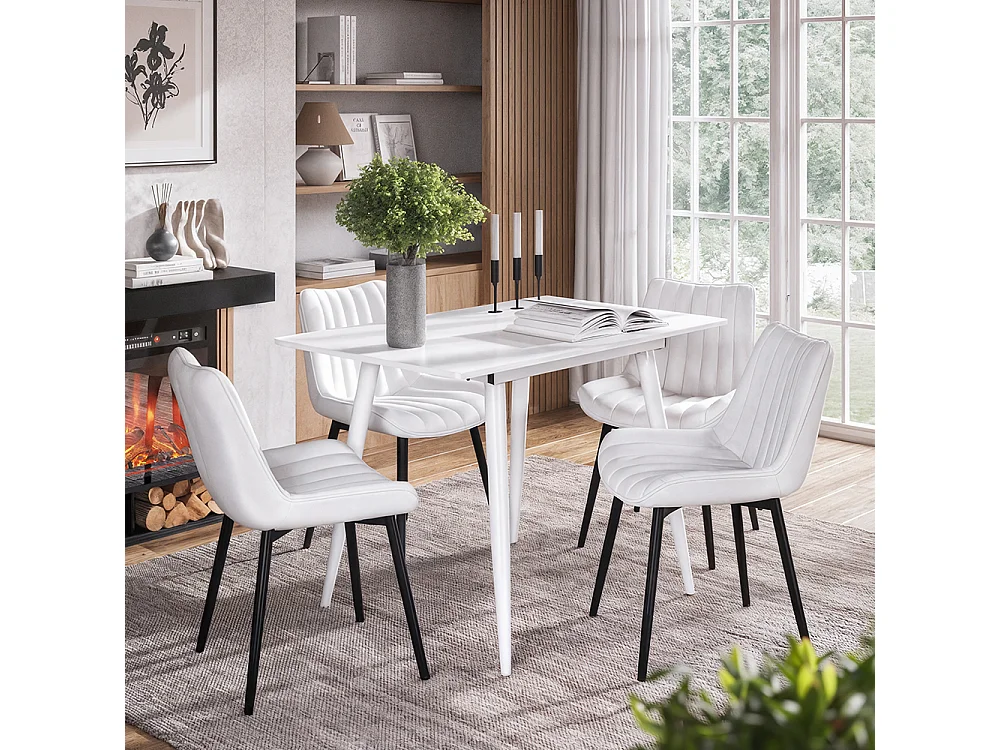 Ensemble table à manger blanc 110x70x75 beaver