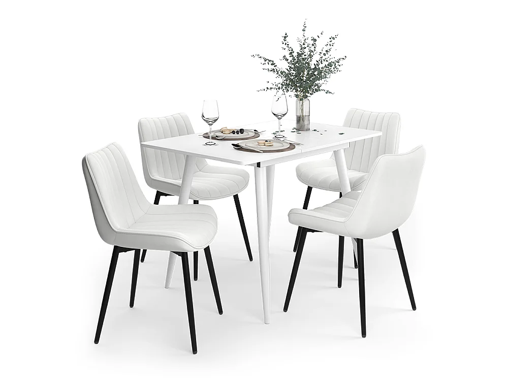 Ensemble table à manger blanc 110x70x75 beaver