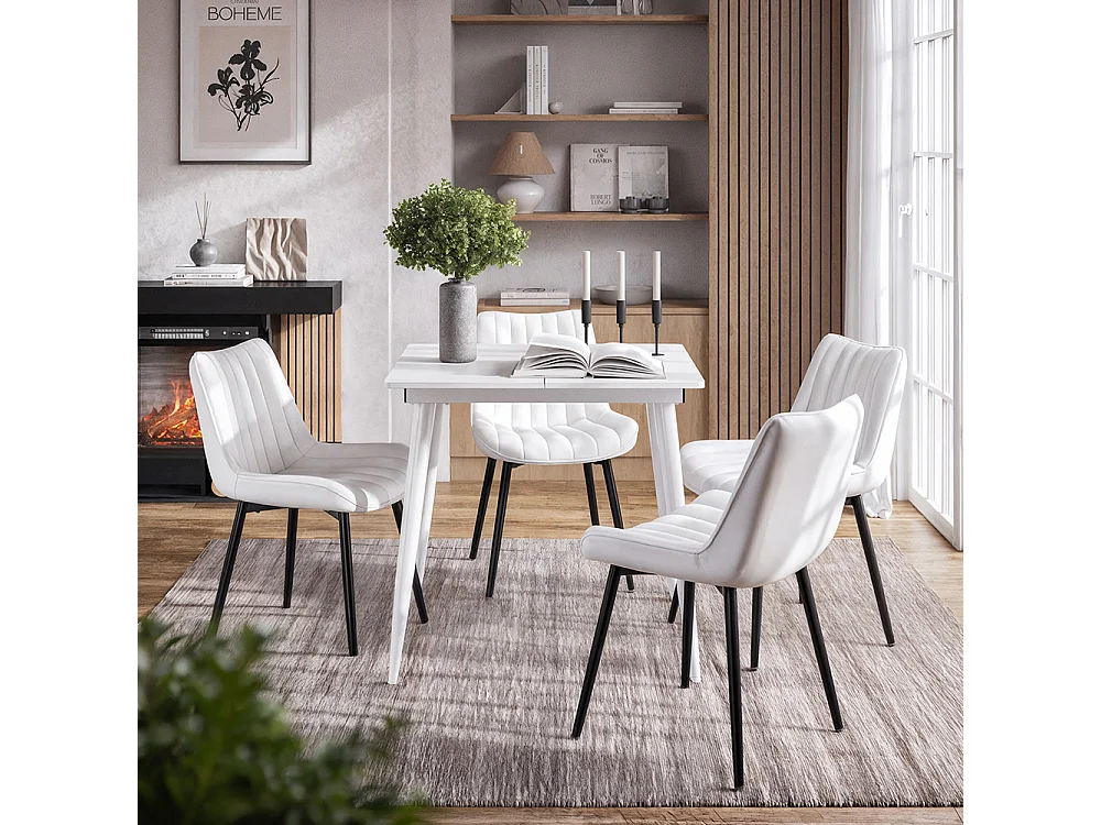 Ensemble table à manger blanc 110x70x75 beaver