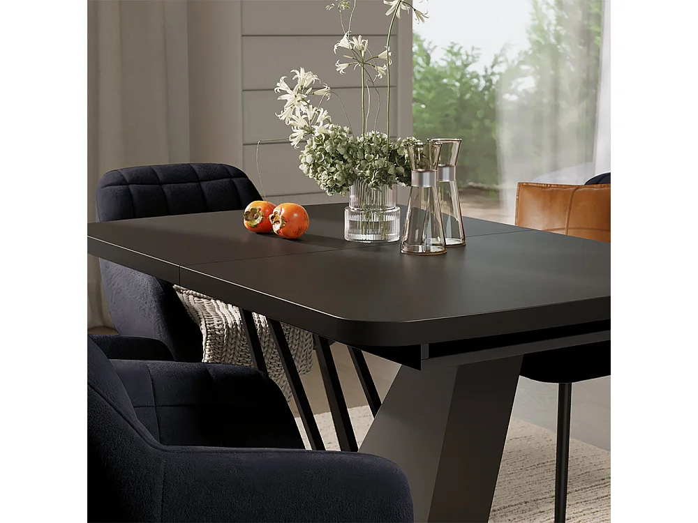 Eettafel set zwart 120x80x77.4 fenaro