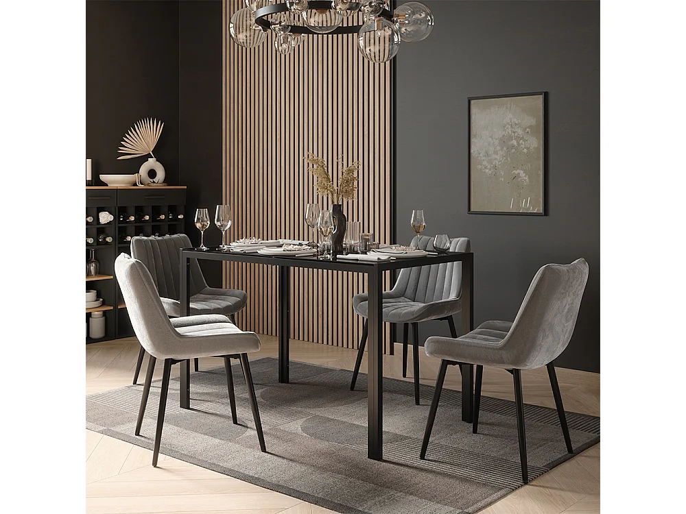 Eettafel set zwart 120x70x74.5 grand